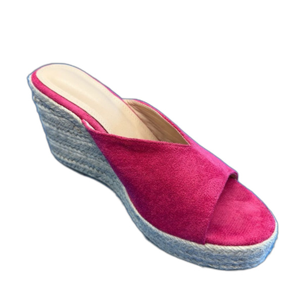 Pink Wedge espadrilles size 42/10 Sandals platform 1.4” heel height 4” - Picture 1 of 8